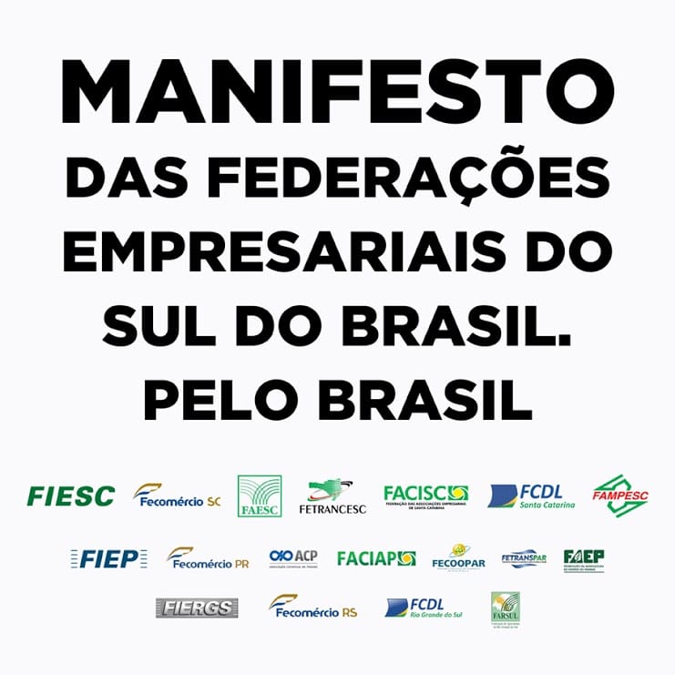 POST 900x900px - Federa&ccedil;&otilde;es empresariais do Sul do pa&iacute;s lan&ccedil;am manifesto pelo Brasil