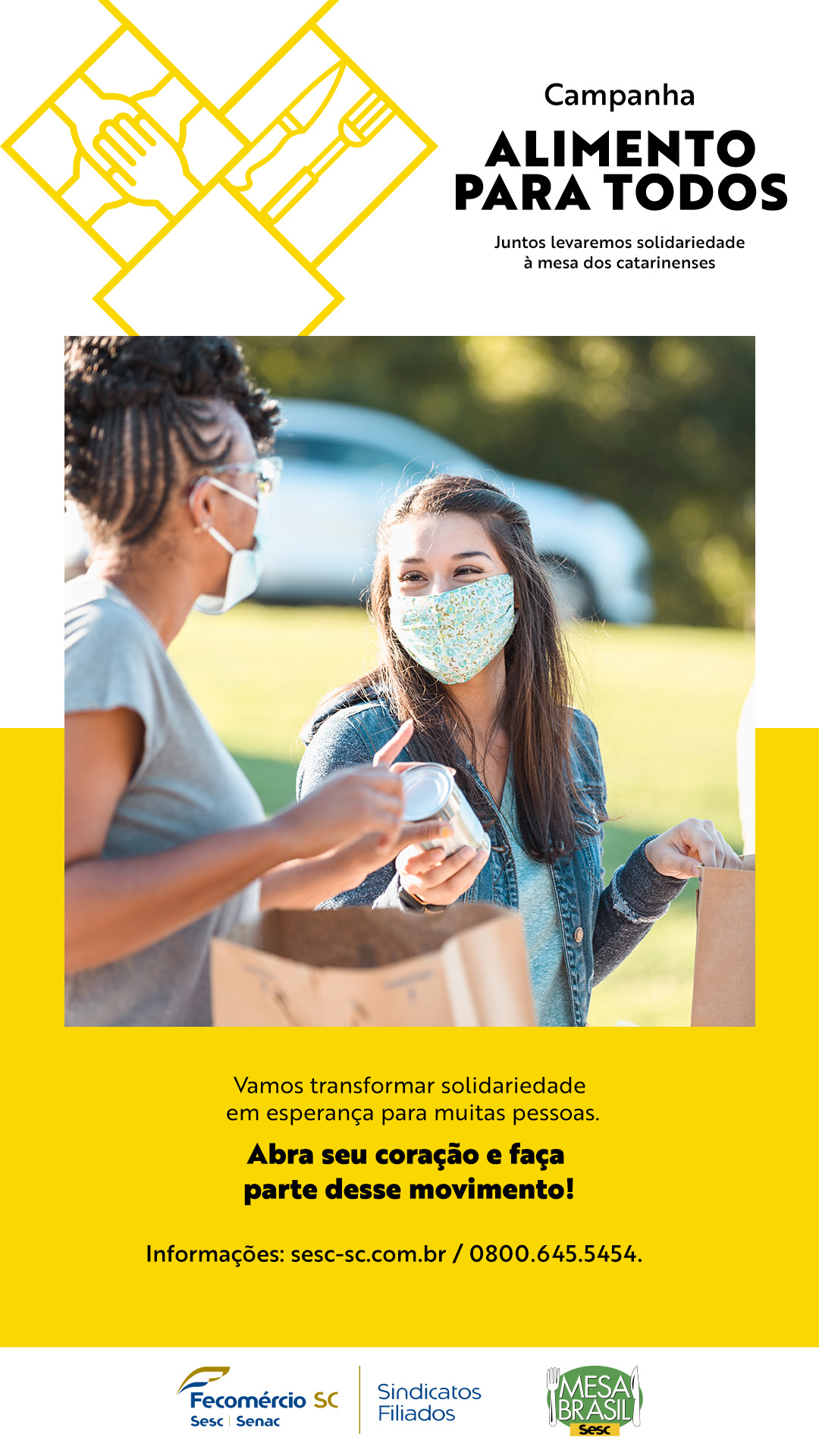 11546 21 F Card WhatsApp 1080x1920px - Campanha do Sistema Fecom&eacute;rcio SC Sesc  Senac mobiliza doa&ccedil;&otilde;es de alimentos